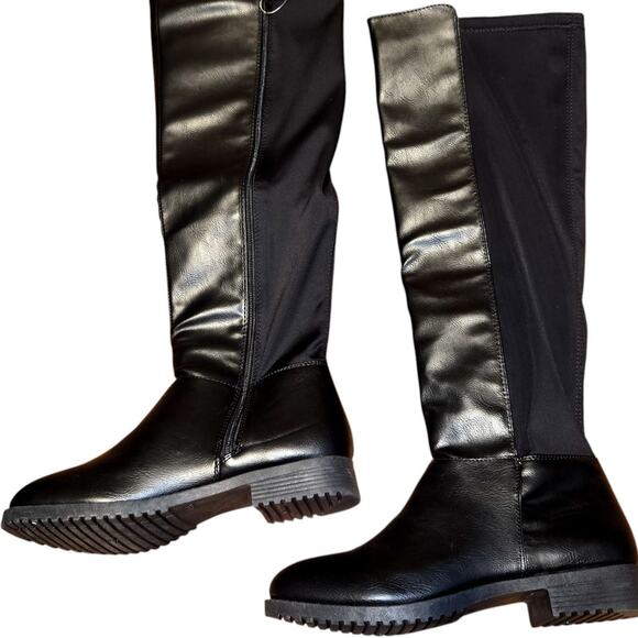Rouge 8.5 Black Over The Knee High Women's Riding Boots  Shoe 8 1/2 Zipper - Picture 1 of 6